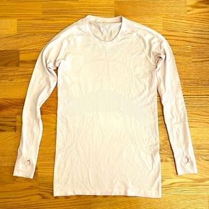 Lululemon pink long sleeve workout shirt